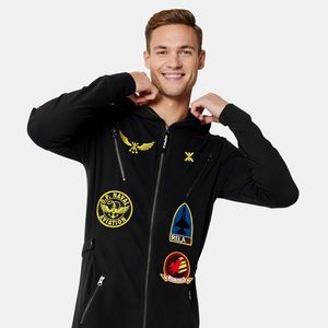 Aviator Onesie unisex jumpsuit black color, Size L